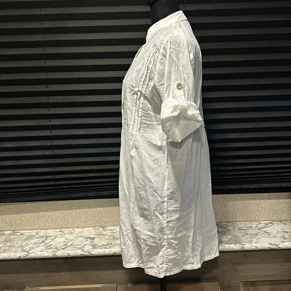 Club Z Collection Women’s White Button Front Cotton‎ Swimsuit Tunic Small NWT - Picture 3 of 10